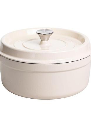 Кокотница чугунная эмалированная 5,5 л, бежевый yiwu hp-flg-5 white