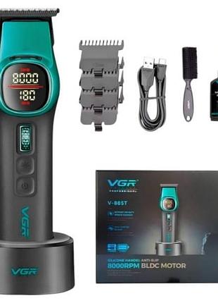 Тример з led-дисплеєм та 4 змінними насадками vgr v-885t green чорний із зеленим