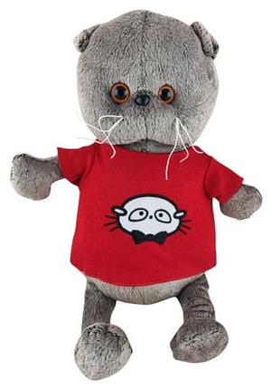 Игрушка мягкая кот басик в футболке 30см в красной