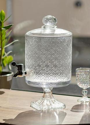 Лимонадница lace 4.5л с краном hp-19-287 лимонадник для напитков диспенсер прозрачный кувшин