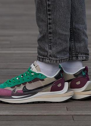 Кросівки nike vaporwaffle x sacai bordo beige green