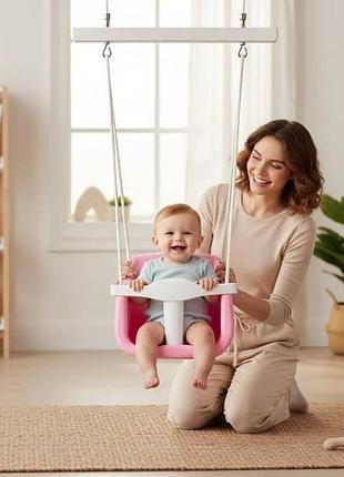Гойдалка дитяча підвісна з перемичкою 36*32*40см 7007 bamsic рожева