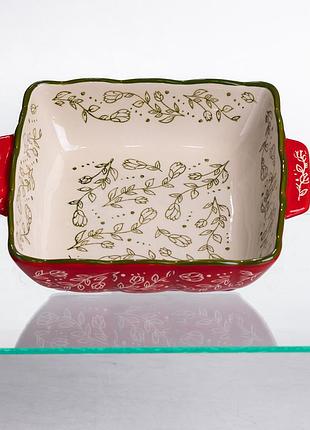 Форма для запекания vintage600 мл квадратная с ручками красная hm04-13