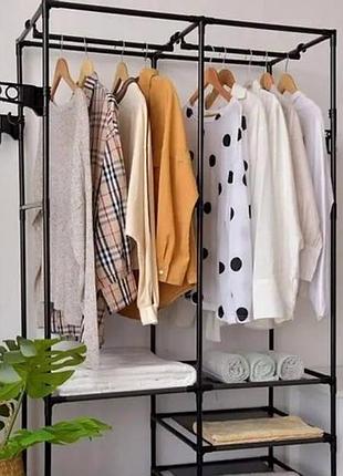 Вішалка для підлоги на дві секції з полицями clothes rack 406