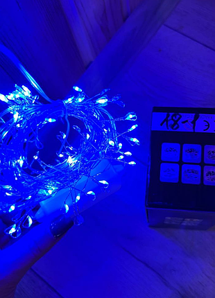Гирлянда роса линейная мишура пушистая с пультом 5м 150led 220v 4494 and 18-1 медная проволока, синий свет