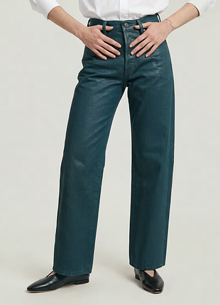 Женские вощеные джинсы бойфренд цвета морской волны g-star raw оригинал | bowey 3d boyfriend jeans coated denim worn in hydraulics cobler | новые