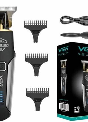 Машинка аккумуляторная для стрижки волос со смеными насадками vgr-287 черная