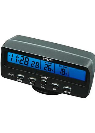 Автомобільний годинник з термометром vst 7045 чорні