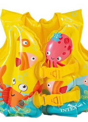 Жилет дитячий надувний рибки 41*30см intex 59661 np жовтий