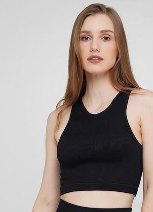 Топ-майка у рубчик halter top rib 18862 s-m чорний