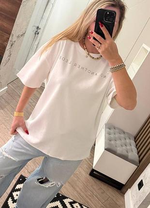 Футболка женская с камнями рубчик 20784 s-xl белая