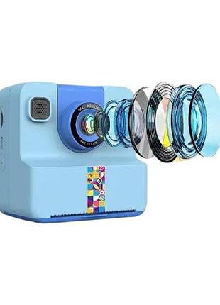 Фотоаппарат моментальной печати hd print camera синяя