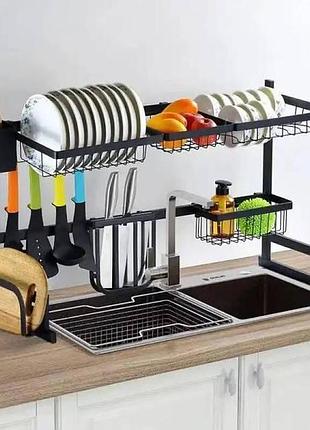 Стеллаж кухонный сушилка для посуды металл+пластик storage shelf sink storage rack xl-738
