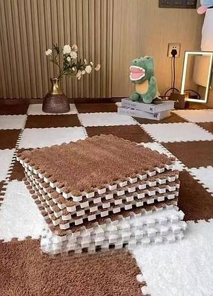 Коврик-пазл плюшевый 30×30см 10шт/уп floor mat and 5579 коричневый