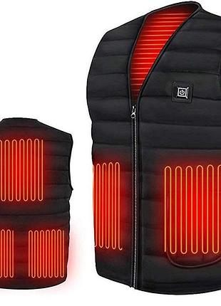 Жилет (xl) зігріваючий зимовий з usb підігрівом унісекс чорний