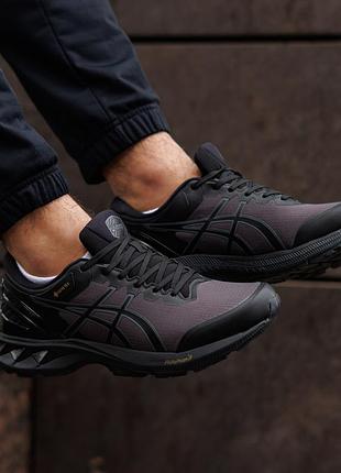 Мужские кроссовки черные asics gel kayano 27 gore tex nd из текстиля асикс гель каяно горе текс для бега качественные влагостойкие фирменные