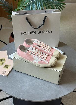 Жіночі кеди люкс golden go//ose v-star in pink suede with cream leather star