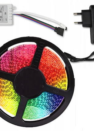 Светодиодная лента 5050 300 led rgb 5м с блоком питания большая