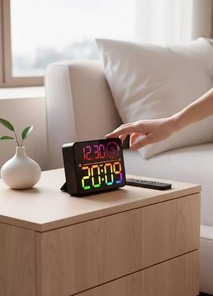 Часы настольные 6692r с подсветкой rgb, usb 5v 21*18*3,5см чёрные