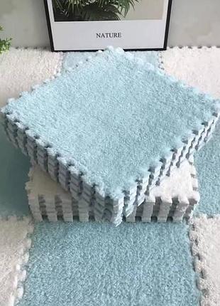 Коврик-пазл плюшевый 30×30см 10шт/уп floor mat and 5579 голубой