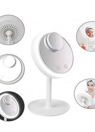 Настільне дзеркало з підсвічуванням та вентилятором beauty breeze mirror біле