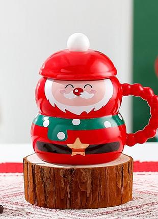 Кружка с крышкой новогодняя merry christmas 3 13687 400 мл