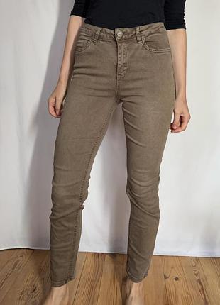 Коричневі джинси yaya прямі стрейч washed denim т4