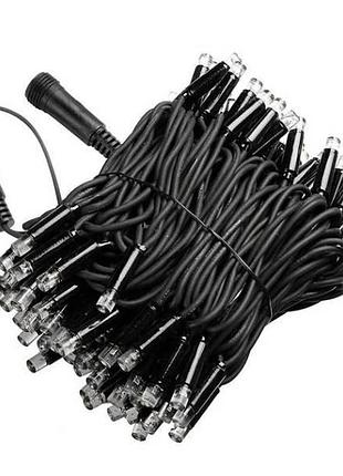 Гірлянда вулична лінійна 8м 80led 220v wire still 4487 and 10-5 чорний дріт, червоне світло