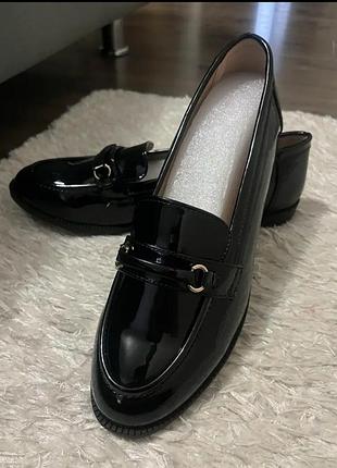 Мокасины, лоферы лаковые черные. 4