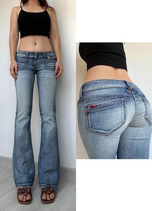 Новые с биркой джинсы голубые 36 38 s m низкая талия посадка клеш flared bootcut only vintage винтаж y2k ретро