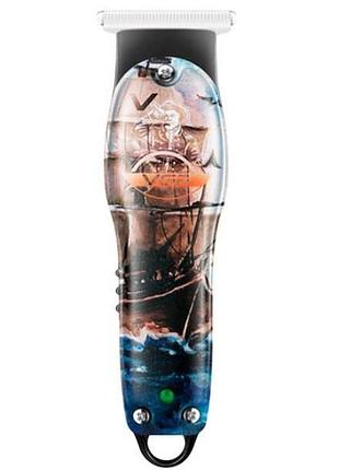 Машинка для стрижки волос аккумуляторная со сменными насадками vgr v-953 черная с принтом