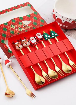 Набор столовых приборов новогодних merry christmas 14745 15.5 см 6 предметов золотистый