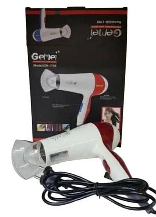 Фен для волосся з насадкою концентратором 1300вт gemei gm-1708