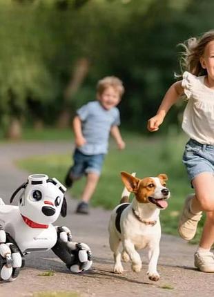 Інтерактивний вихованець робот-пісок трюковий stunt robot dog mini білий з чорним