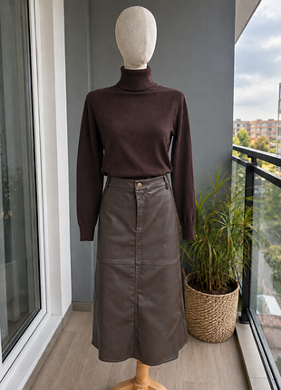 Свитер женский водолазка коричневый h&amp;m basics xs тонкий трикотаж