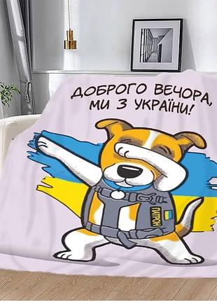 Плед патріотичний 3d "пес патрон доброго вечора ми з україни" 12139 135х160 см