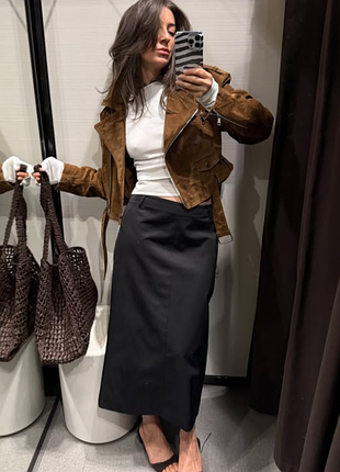 Куртка косуха натуральний замш zara
