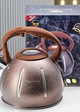 Чайник зі свистком для всіх видів плит 3л hr-729-3 коричневий