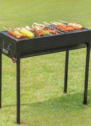 Мангал складаний 30*66*60см +решітка, деко, щипці barbecue ca-03-1 чорний