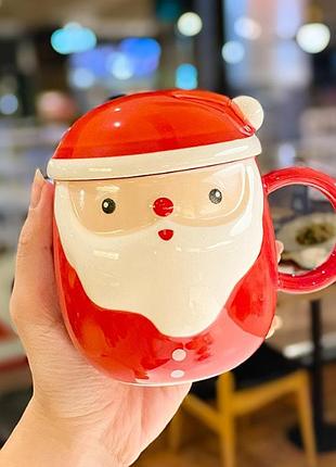Кружка с крышкой новогодняя santa claus 2 13715 350 мл