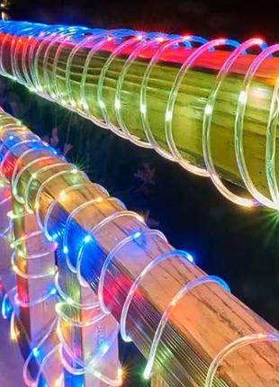 Гирлянда уличная светодиодная трубка с солнечной панелью 10m 100led lu993multi мультиколор