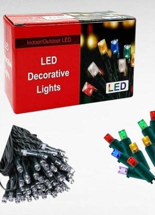 Новорічна світлодіодна гірлянда 400led чорний провід, мультиколор