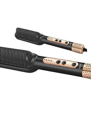 Расческа выпрямитель для волос с регулировкой температуры sokany sk-1008 черная с золотым