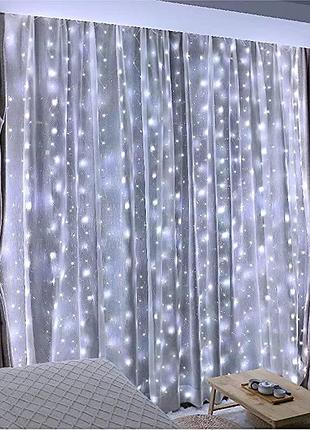 Гірлянда світлодіодна від мережі штора crt-011-2w 19560 3х2 м 300 led холодна біла