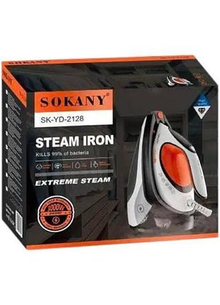 Праска з керамічним покриттям на паровій станції 3000вт sokany sk-yd-2128 чорний з білим