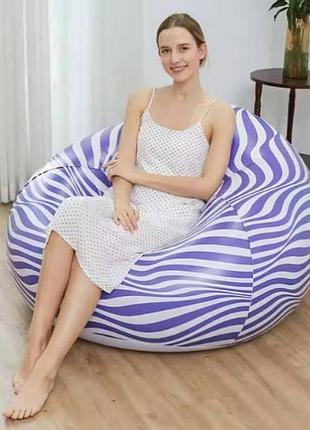 Надувне крісло-мішок для відпочинку в смужку sofa xl-1135 фіолетове