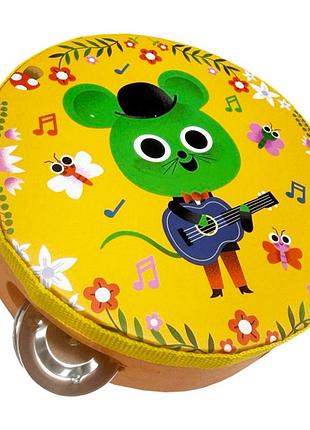 Дерев'яна іграшка бубон "мишка" md 0367-60 діаметр 15 см