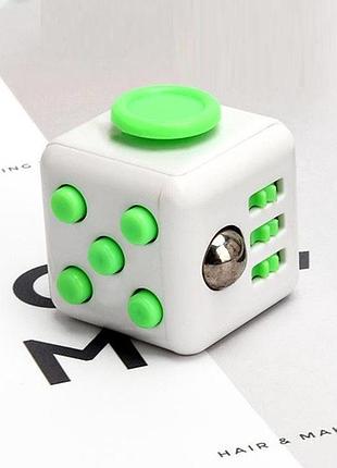 Кубик антистресс fidget cube 14419 3.5х3.5х4 см белый с салатовым