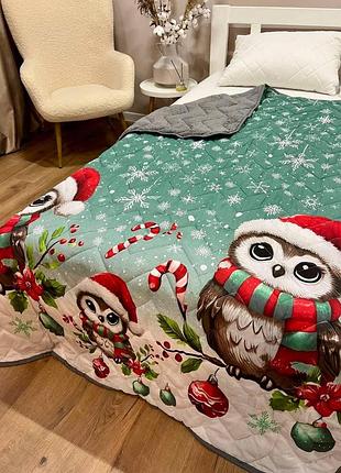 Уютное детское покрывало-одеяло 150×220 из велюра и овчины