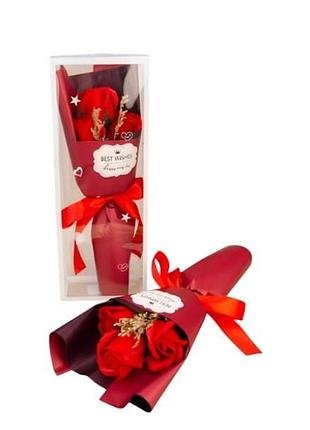 Букет из роз 3 шт для принятия ванны 30*12*6cm 22-37 красный